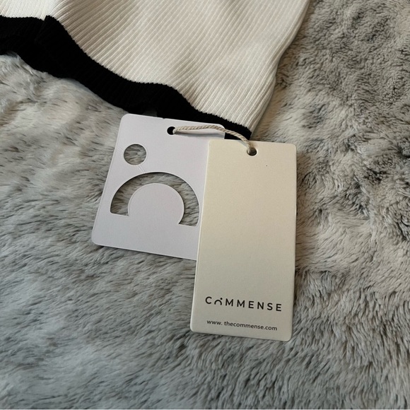 Commense Contrast Trim Metal Button Knit Top - White/Black - Size XS - NWT - Picture 6 of 8